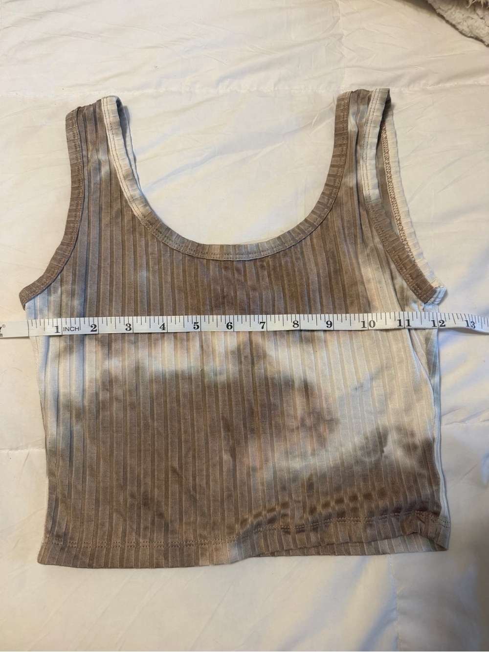 Tie-Dye Ribbed Crop Tank Top - Brown/Beige - Picture 3 of 5